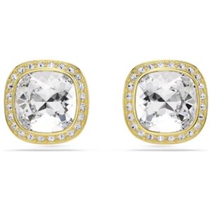 Una Angelic stud earrings Cushion cut, White, 18K gold finish