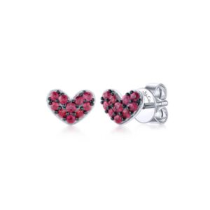 Preorder – 925 Sterling Silver Heart Shaped Ruby Stud Earrings