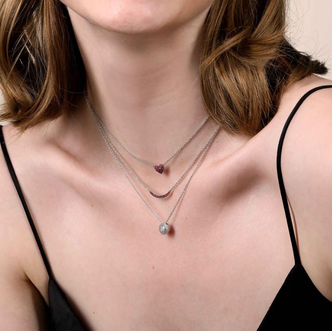 Preorder – 925 Sterling Silver Ruby Pave Heart Pendant Necklace - Image 2