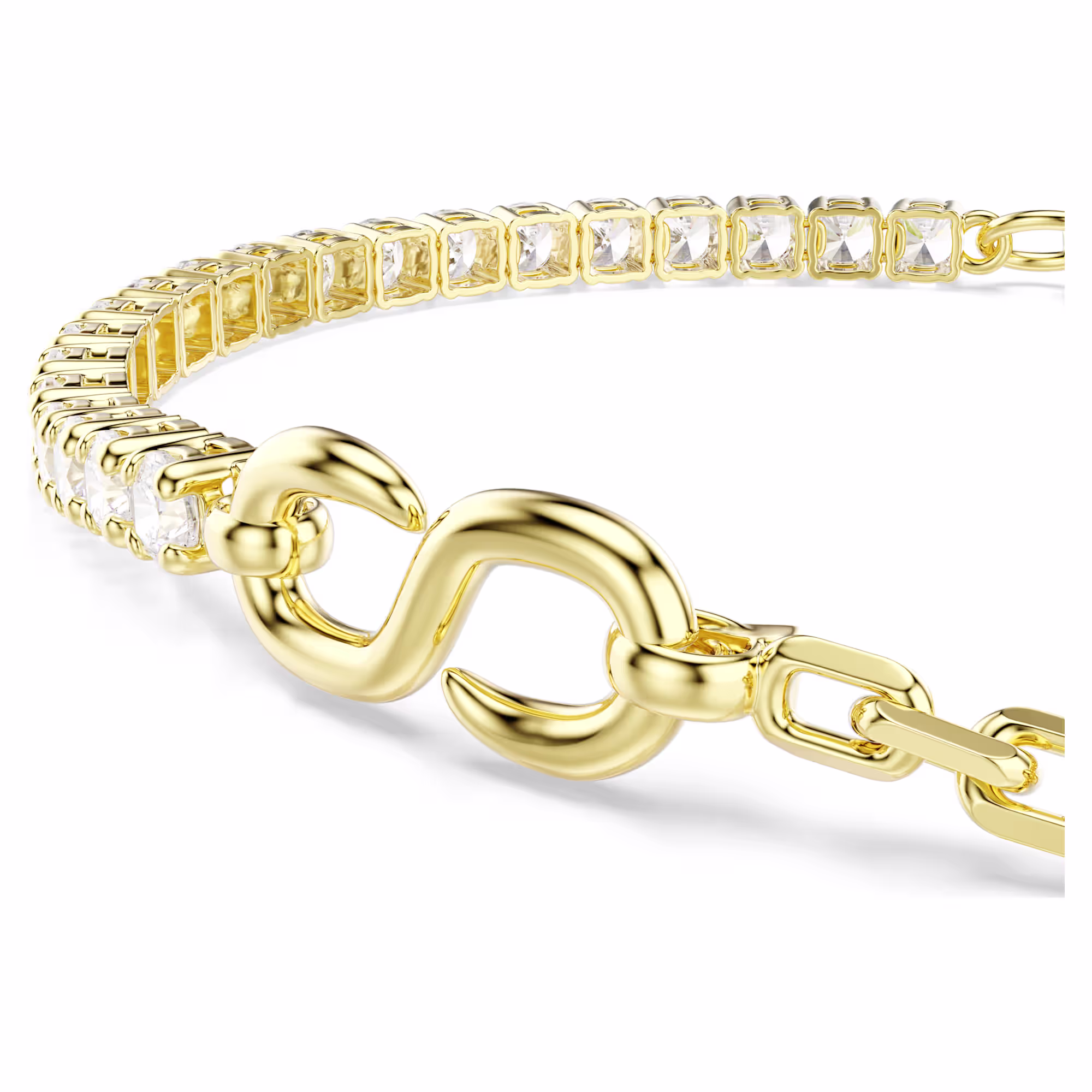 Matrix bracelet Round cut, White, 18K gold finish - Image 3