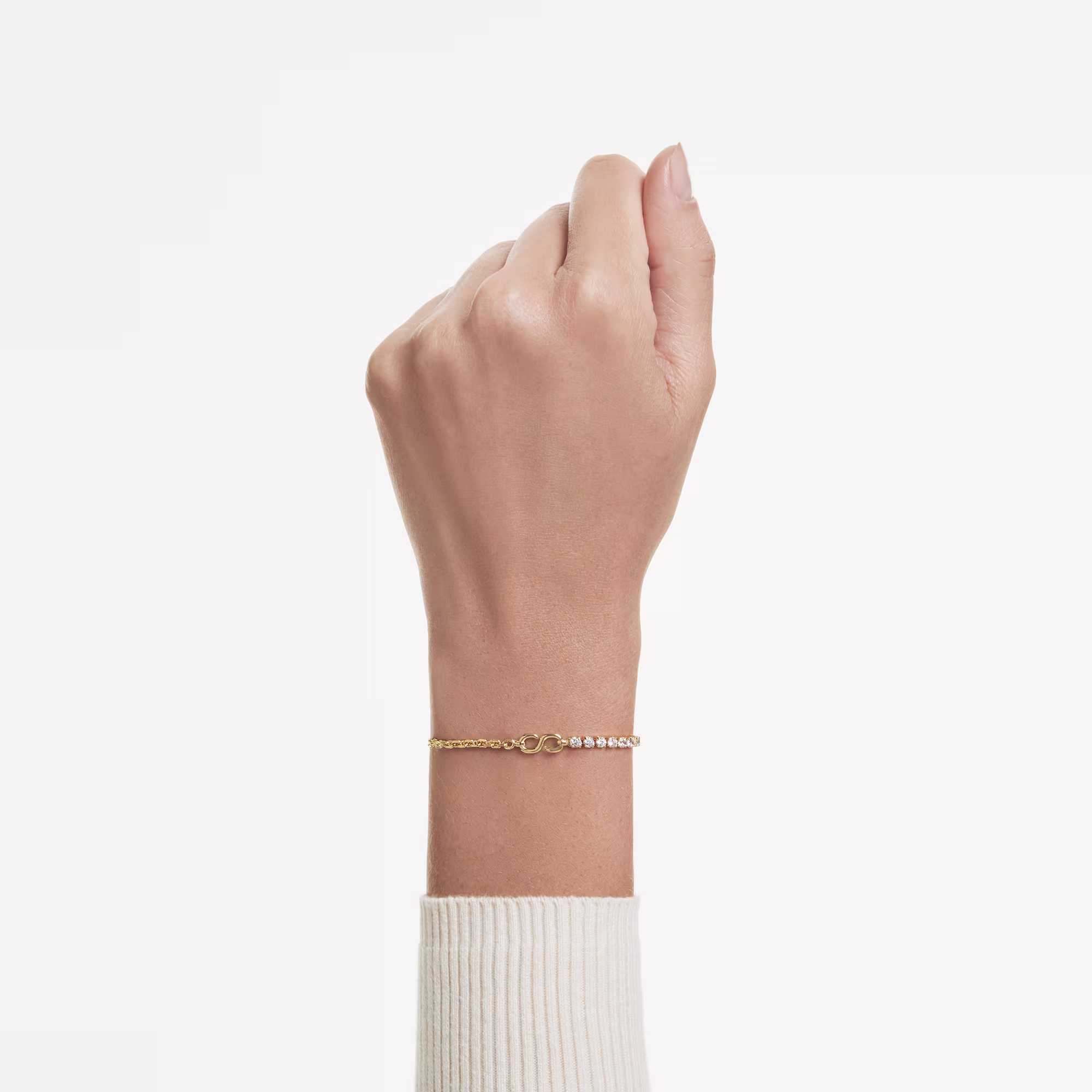Matrix bracelet Round cut, White, 18K gold finish - Image 2