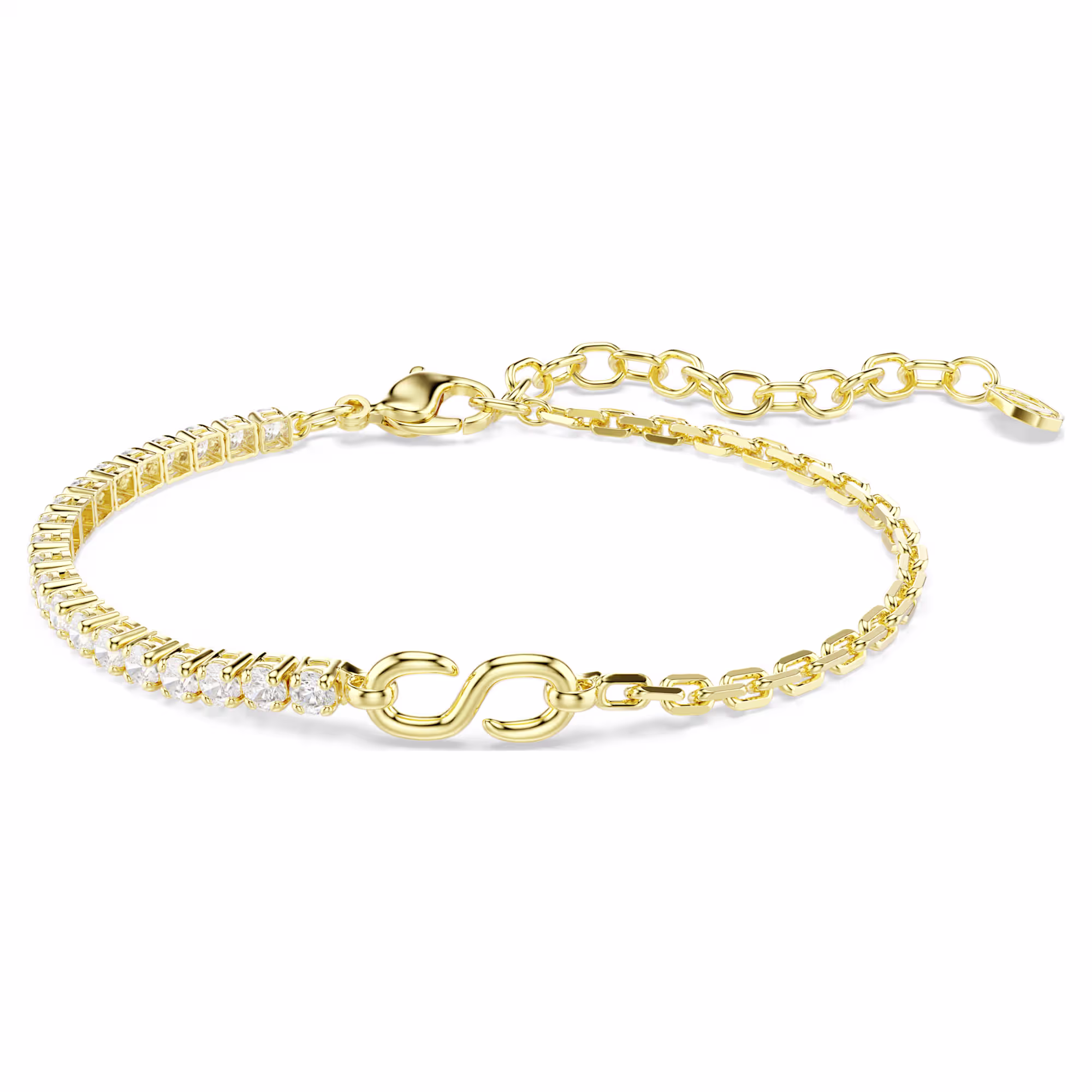 Matrix bracelet Round cut, White, 18K gold finish