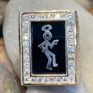 115-17768  Custom Black Onyx & Diamond Men's Signet Ring