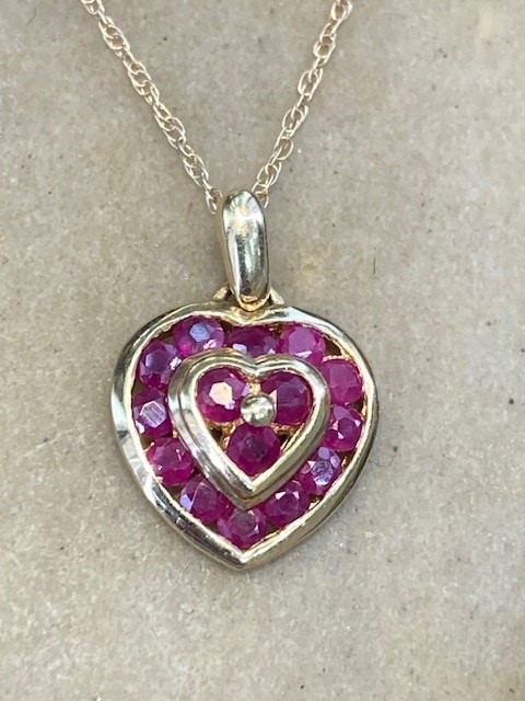 116-15142 RUBY HEART NECKLACE