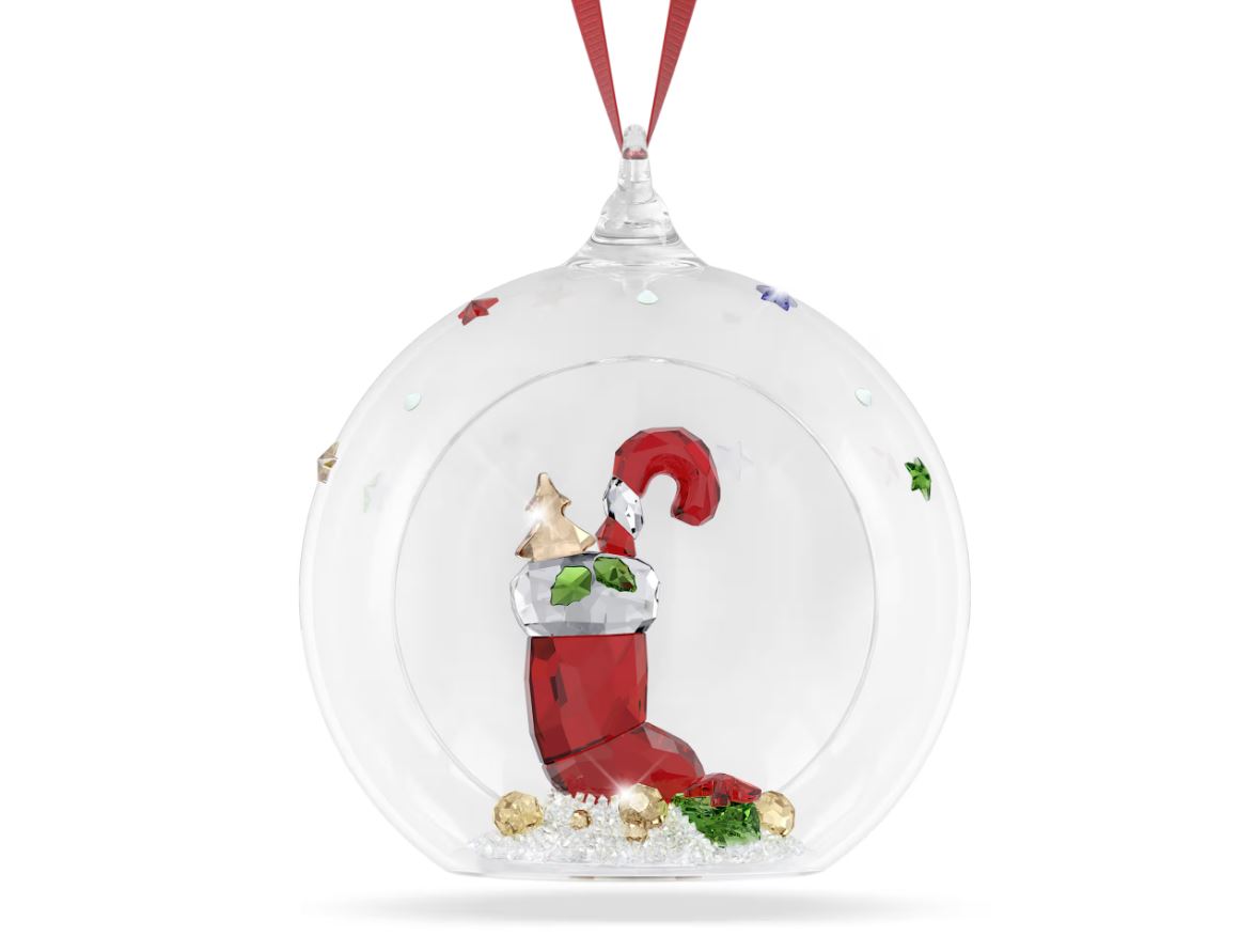 Holiday Cheers Stocking and Candy Ball Ornament Multicolored