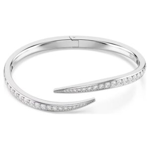 Vienna bangle Round cut, Swan, White, Rhodium plated (M)