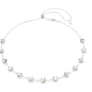 Chroma necklace Mixed cuts, Star, White, Rhodium plated