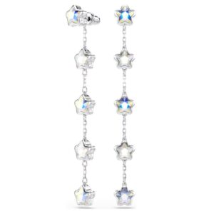 Chroma earrings Mixed cuts, Star, White, Rhodium plated