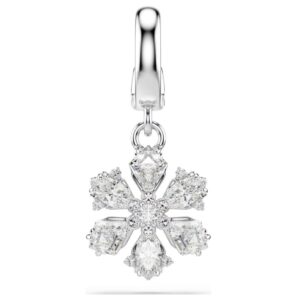 Idyllia charm Mixed cuts, Snowflake, White, Rhodium plated