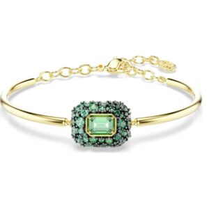 Sublima bangle Octagon cut, Green, 18K gold finish