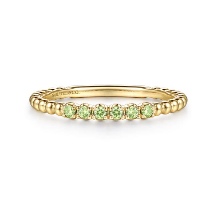 Preorder – 14K Yellow Gold Bujukan Bead and Peridot Stackable Ring