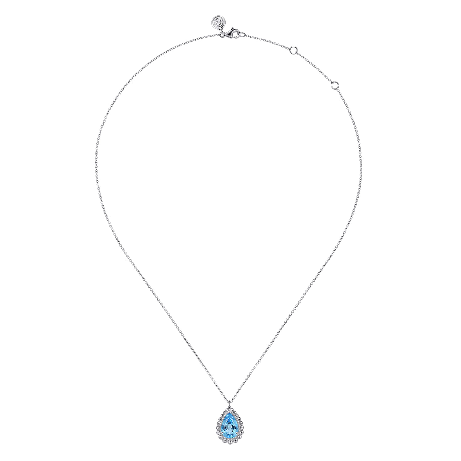 925 Sterling Silver Swiss Blue Topaz Teardrop Pendant Necklace-Bujukan - Image 2