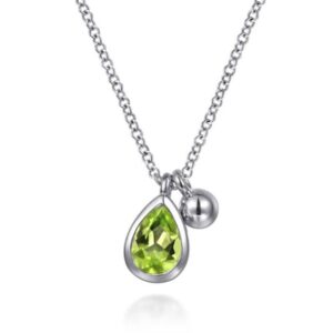 Preorder – 925 Sterling Silver Pear Peridot Bujukan Pendant Necklace