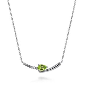 Preorder – 925 Sterling Silver Bujukan and Peridot Bypass Bar Necklace
