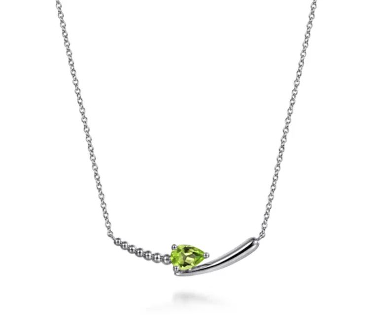 Preorder – 925 Sterling Silver Bujukan and Peridot Bypass Bar Necklace