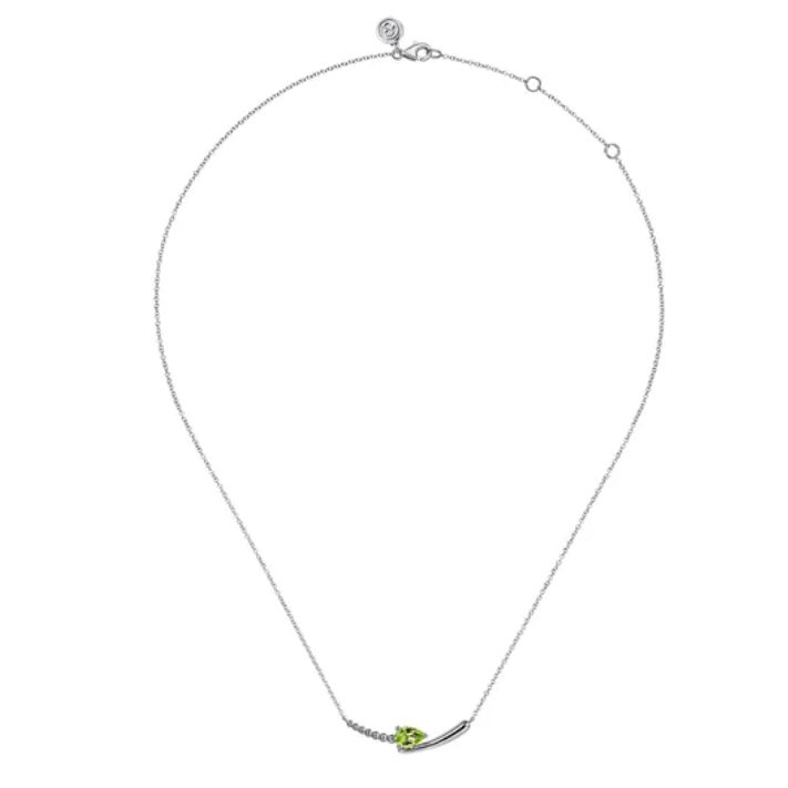 Preorder – 925 Sterling Silver Bujukan and Peridot Bypass Bar Necklace - Image 2