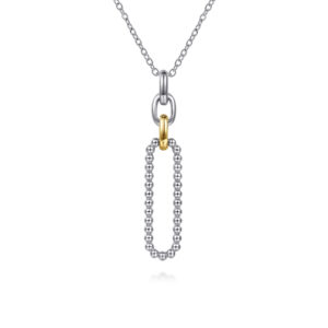 14K Yellow Gold and 925 Sterling Silver Bujukan Link Pendant Necklace