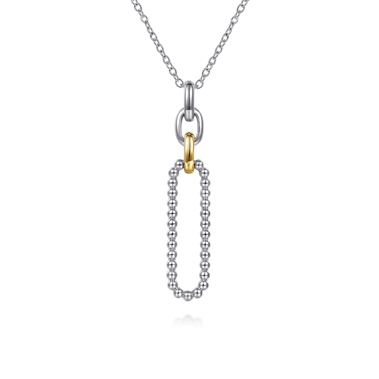 14K Yellow Gold and 925 Sterling Silver Bujukan Link Pendant Necklace