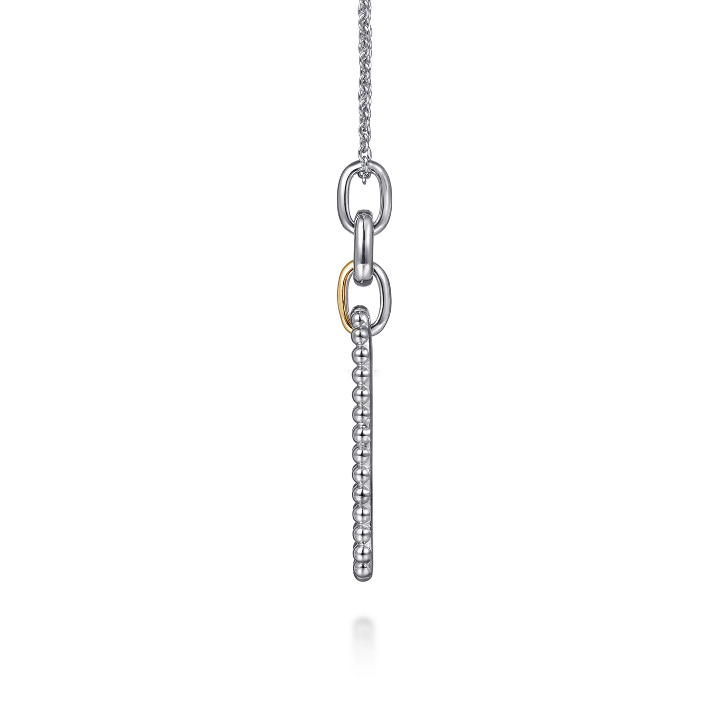 14K Yellow Gold and 925 Sterling Silver Bujukan Link Pendant Necklace - Image 5
