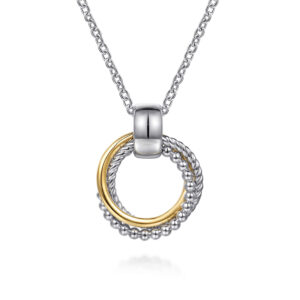 Pendant Necklace 14K Yellow Gold and 925 Sterling Silver Bujukan