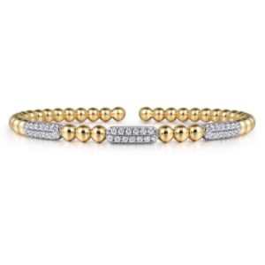 14K Mix of White and Yellow Gold Diamond Bangle