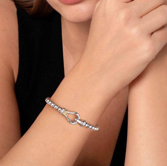 Strides - 14K Yellow Gold and 925 Sterling Silver Bujukan Stirrup Bangle Bracelet - Image 3