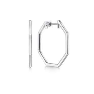 925 Sterling Silver Geometric Classic Hoop Earrings