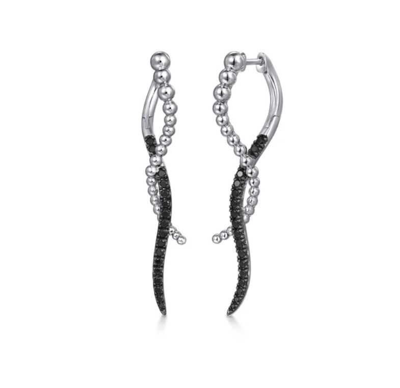 925 Sterling Silver Bujukan Black Spinel Drop Earrings