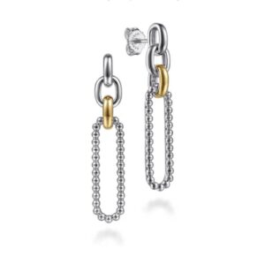 14K Yellow Gold and 925 Sterling Silver Bujukan Link Stud Earrings