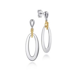 14K Yellow Gold 925 Sterling Silver Bujukan Stud Drop Earrings