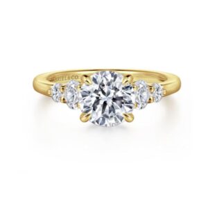 Wave - 18K Yellow Gold Round Diamond Engagement Ring Mount