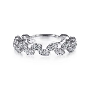 14K White Gold Diamond Leaf Ring