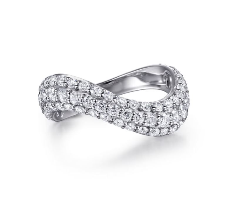 Soraya - Platinum Diamond Wave Stackable Ring