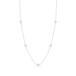 Open Clover Station Necklace in White