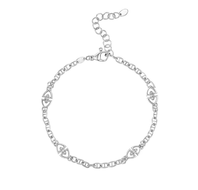 Small Heritage Station Bracelet in White