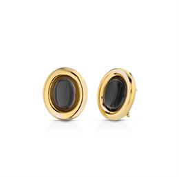 COLOR BURST OVAL STATEMENT STUD IN BLACK