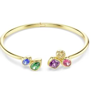 Imber bangle Mixed cuts, Multicoloured, 18K gold finish (M)