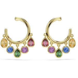 Imber hoop earrings Mixed cuts, Multicoloured, 18K gold finish