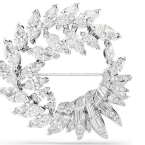 Mesmera brooch Marquise cut, White, Rhodium plated