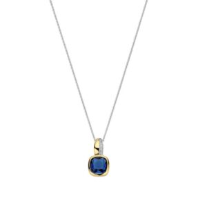 Blue Cushion Necklace with pendant