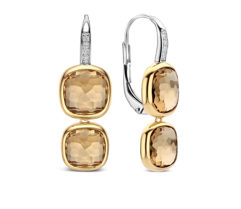 Double Cushion Earrings Yellow