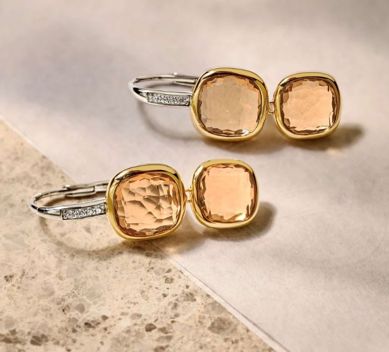 Double Cushion Earrings Yellow - Image 3