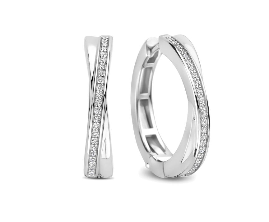 Zirconia Crossover Hoops Silver
