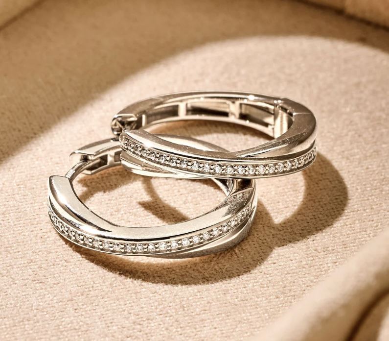 Zirconia Crossover Hoops Silver - Image 3