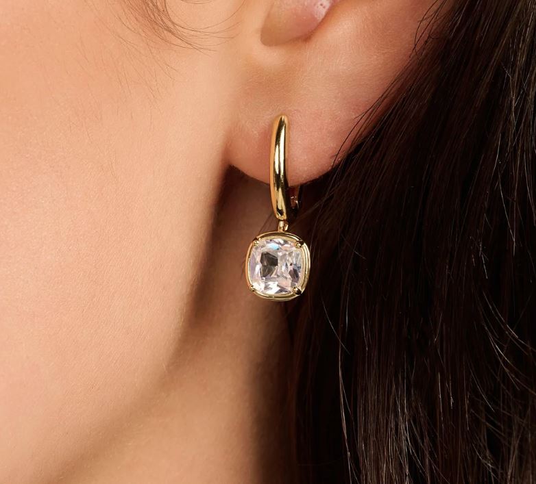 18k Gold Vermeil hoops with cubic zirconia - Image 2