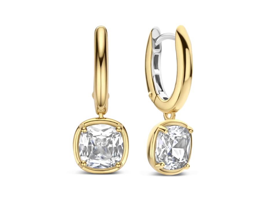 18k Gold Vermeil hoops with cubic zirconia