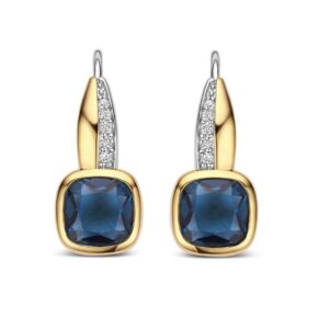 Blue Cushion Hoops