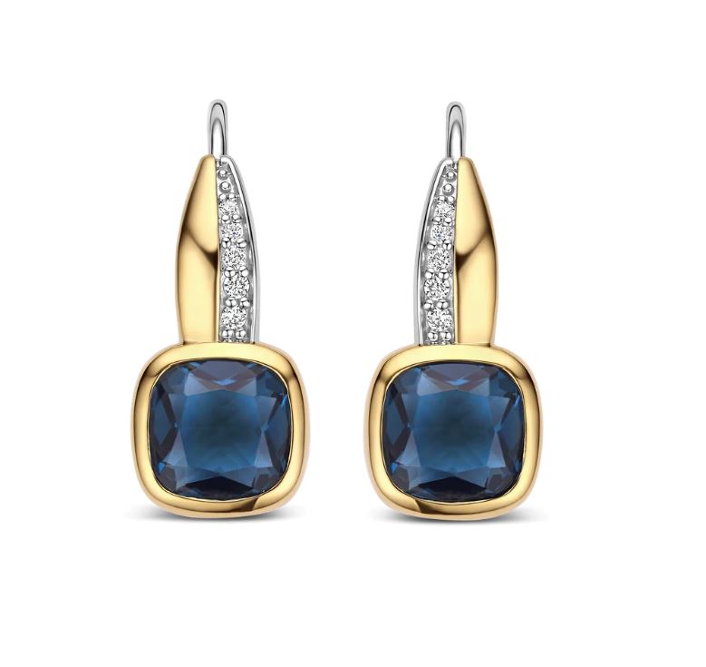 Blue Cushion Hoops