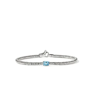 Heishi Gem Bracelet, Sterling Silver, Swiss Blue Topaz, 2.5MM (Size Medium)