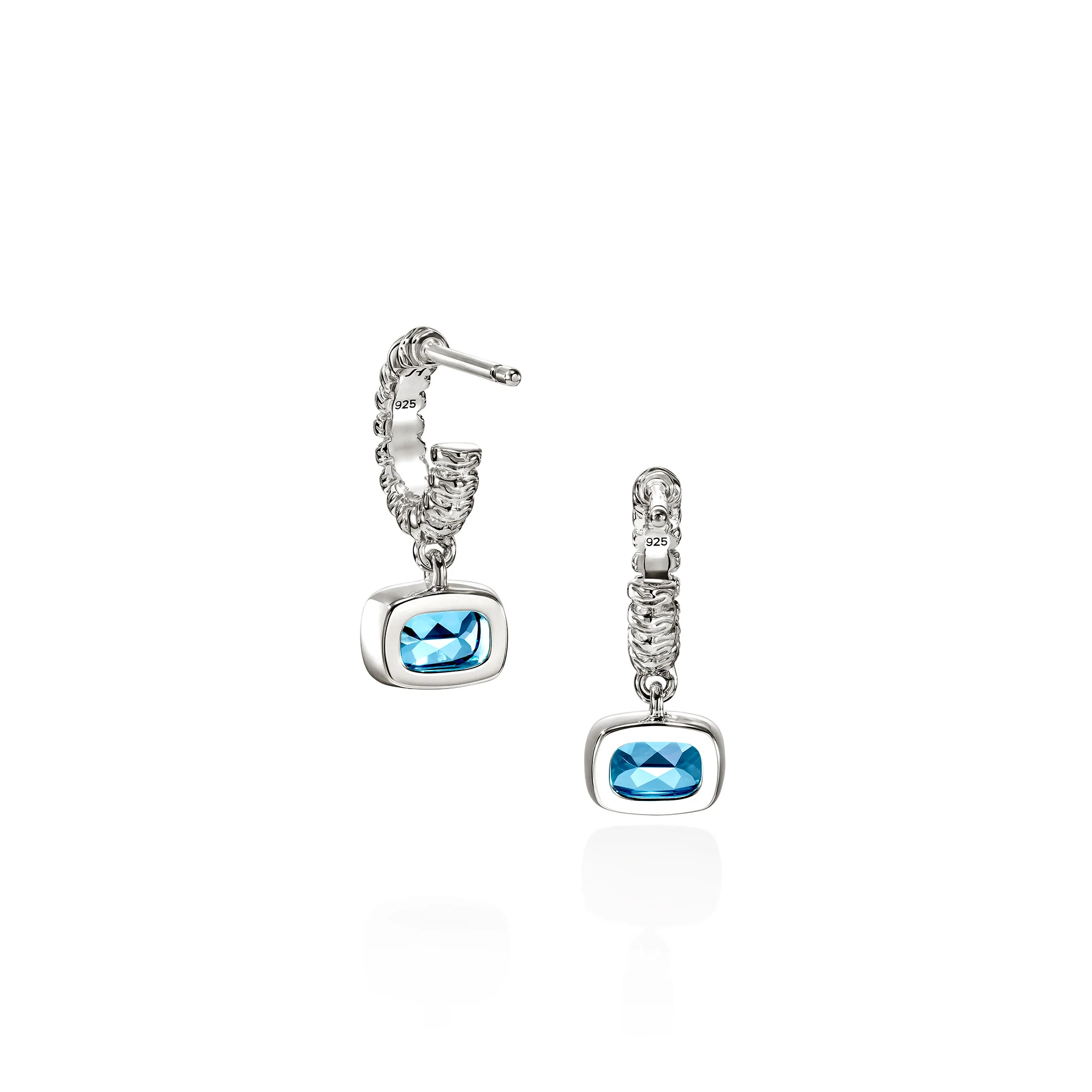 Heishi Gem Earrings, Sterling Silver, Swiss Blue Topaz - Image 2